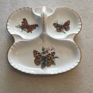 Very lovely Royal Worcester 3 sectioned porcelain butterflies relish dish